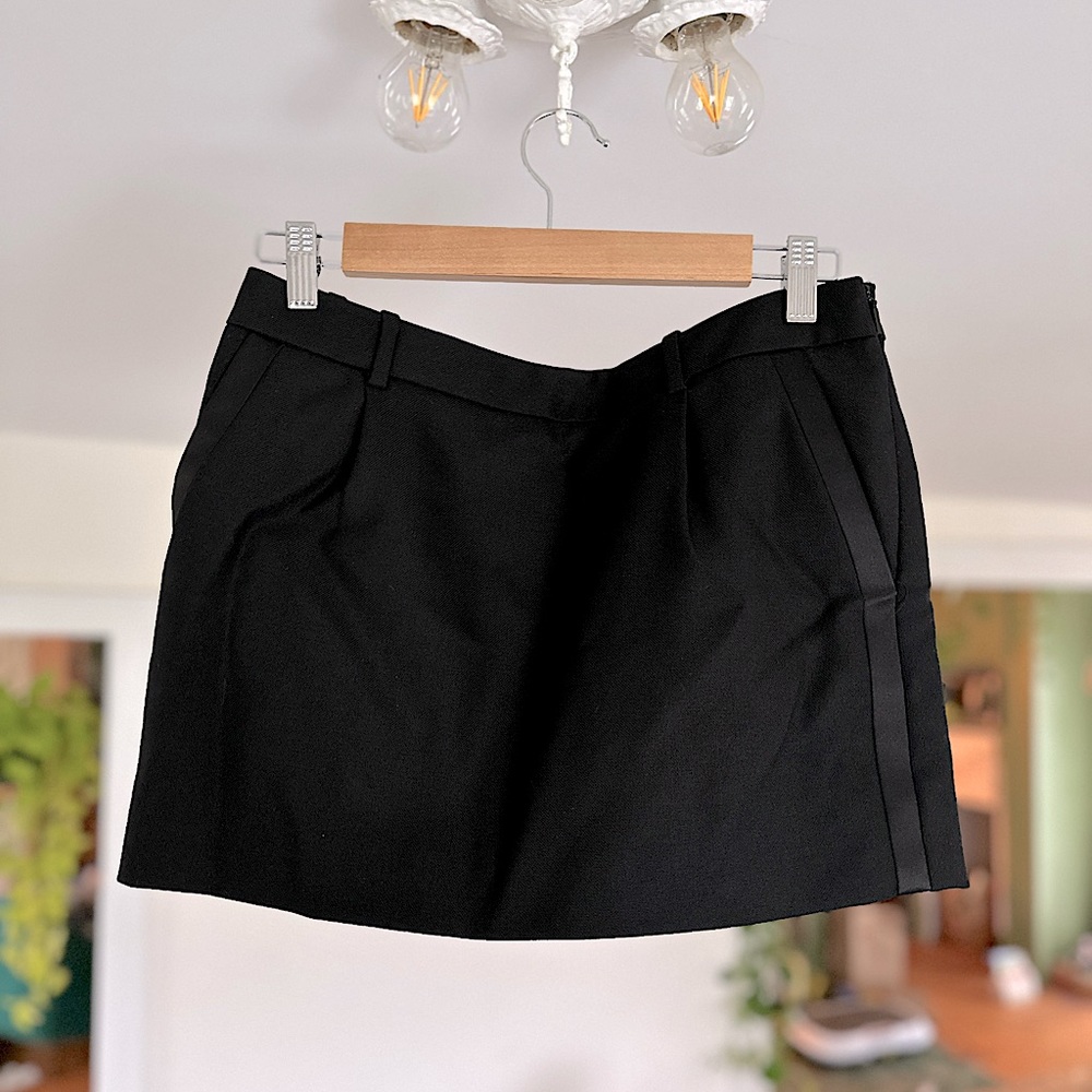 Vintage YSL - Stunning wool mini skirt with silk tuxedo stripe